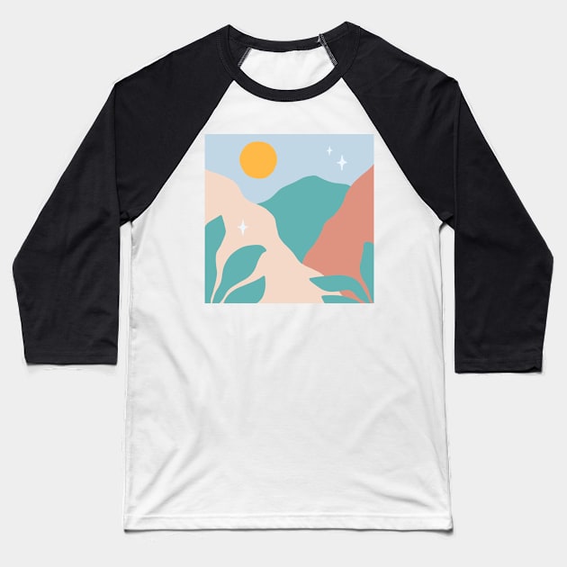 boho/groovy nature sun plants design Baseball T-Shirt by SunwaveStickers